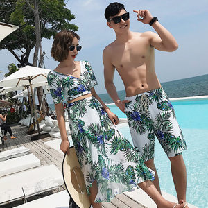 
New couple swimsuit, fashionable suit, three-piece suit for women, sexy split boxer briefs, quarter pants for men