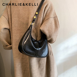 Valentine's Day Gift Charlie&Kelli Women's Bag New Commuter Bag Black Shoulder Bag High-End Underarm Bag