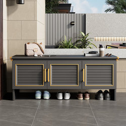 All-Aluminum Shoe Changing Bench, Outdoor Doorway Shoe Cabinet, Simple Modern Waterproof and Sun-Proof Villa Exterior Storage Cabinet