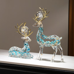 Creative Home Decor Lucky Deer Ornaments, a Pair of Light Luxury High-End Decorations for Entryway, Living Room, Wine Cabinet, Tv Cabinet, and Office