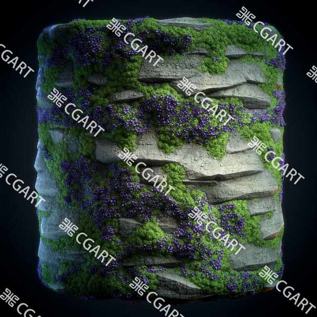 Sd Material Rocks SUBSTANCEDESIGNER -style moss rocky rock algae cliff mountain body ...