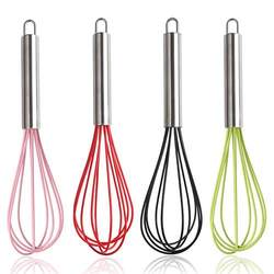 Egg beater silicone manual mini household egg mixer cream whipper egg pump stainless steel baking tool