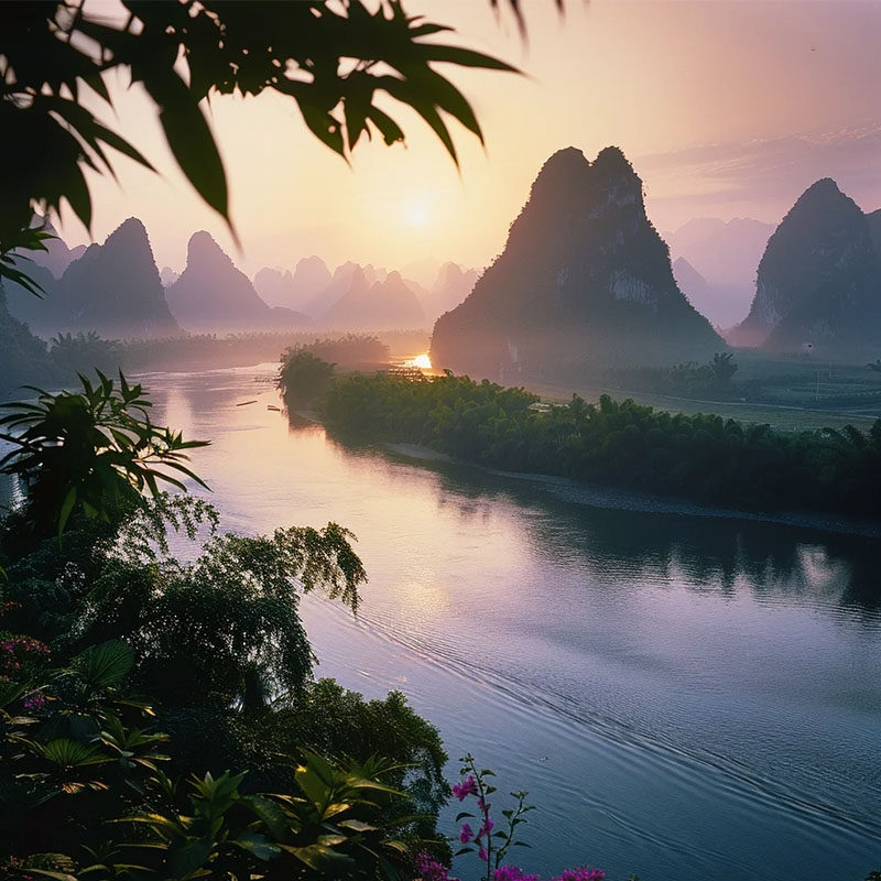 【私家小团】桂林阳朔一日旅游漓江遇龙河竹筏漂流包车纯玩旅行