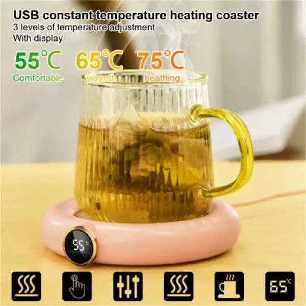 Mini Portable USB Cup Warmer 3 Gear Coffee Mug Heating Coaster