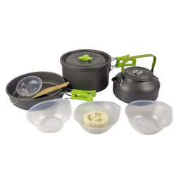 Hot selling combination camping teapot set pot outdoor 2-3 people outdoor cooking set portable folding pot set
