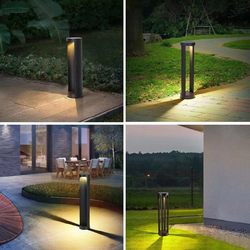 New column courtyard street lamp waterproof garden villa simple modern floor lamp round solar lawn lamp