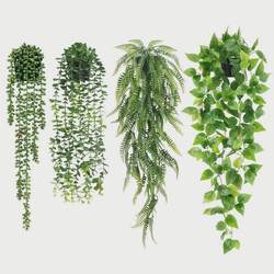 4 pots of artificial potted plants, artificial plants, fake eucalyptus leaves, Persian courtyard home decoration, hanging pothos green plants