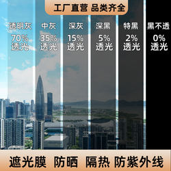 Glass Sunscreen and Heat Insulation Film, Glass Film for Balcony Windows, Full Blackout, Gray and Black Sunshade, Opaque and Privacy Protection Stickers