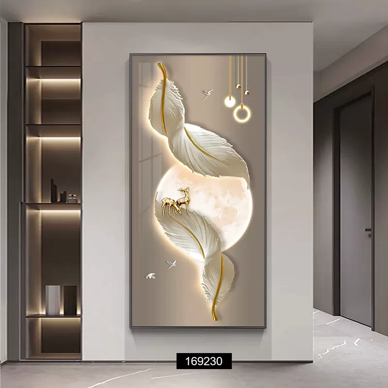 玄关装饰画金羽吉祥走廊尽头挂画现代简约轻奢大气入