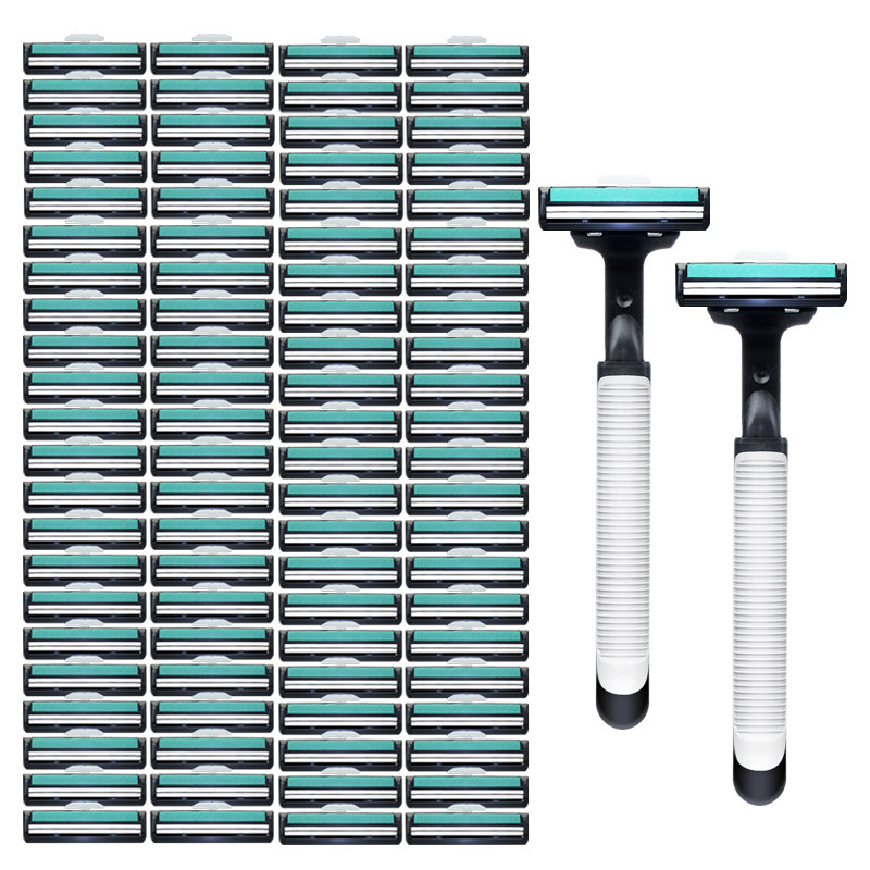 수동 면도기 면도기 더블 레이어 구식 면도 지리 면도기 2 레이어 헤드 남녀 공용 칼 홀더 -