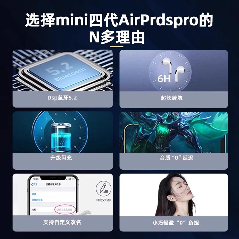 HUAQIANGBEI 블루투스 헤드셋 4 세대 고품질 진정한 무선 소음 감소 스포츠 세미 인 이어 타입 남성과 여성을위한 2024 NEW-