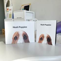 Authentic Hush Puppies Paper Bag, White Tote Bag, Gift Bag, Shopping Bag