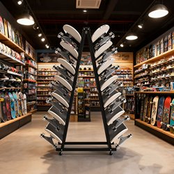 Special Storage Rack for Ski Boards, Store Window Display Rack, Large Capacity Floor-Standing Wheeled Movable Skateboard Rack
