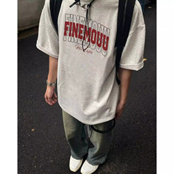 American-Style Trendy Brand White and Gray Pure Cotton Loose T-Shirt for Men, Short-Sleeved, Summer 2026, Casual Wear, Couple Half-Sleeve Top