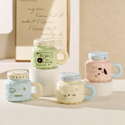 New Ceramic Water Kettle Cup Mug with Lid, High Temperature Resistant Ceramic Water Cup, Women's Home Office Coffee Cup