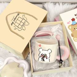 Cartoon Line Drawing Puppy Mug, Ceramic Water Cup, High Aesthetic Value, Meaningful Gift for Girls and Boys on Their Birthday