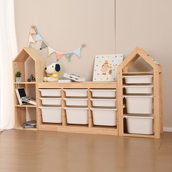 Children's Room Solid Wood Toy Storage Cabinet Locker Montessori Early Education Storage Cabinet Picture Bookshelf Two-In-One Storage Cabinet