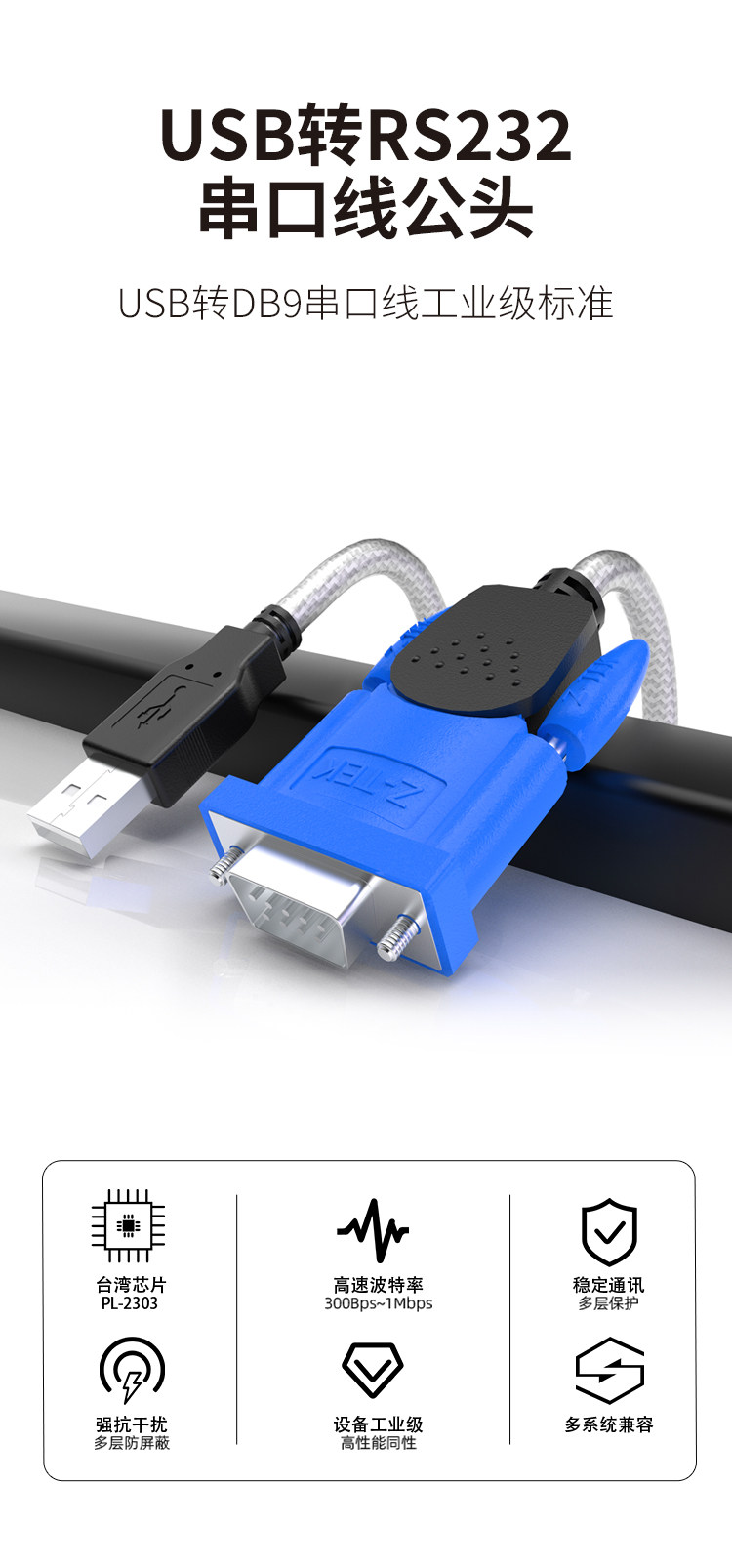 工業用グレード PLC 変換ケーブル USB から RS232 シリアル