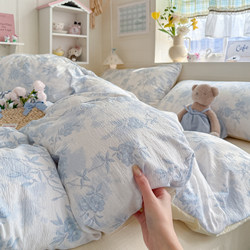 Class a Maternal and Infant Grade Double-Layer Gauze Four-Piece Set Pure Cotton Bed Sheet Duvet Cover Student Dormitory Bedding Three-Piece Set 4