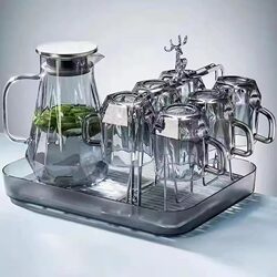 Large-Capacity Cold Water Pitcher, Household Water Cup, Cold Water Pitcher Set, High-Temperature Resistant Glass Pitcher, High Aesthetic Value, Thickened Boiling Water Teapot