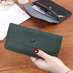 
Genuine leather texture long wallet for women, versatile 2025 new soft leather thin wallet card holder integrated compact large banknote holder