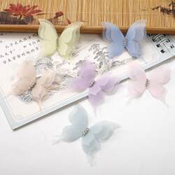 Curtain Decoration Accessories Small Jewelry Pin Style Embellished with Diamond Butterfly Stereo Tulle White Gauze White Gauze Curtain Window Screen
