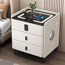 Smart Bedside Table Solid Wood 2025 New Model Multifunctional Bedroom Bedside Cabinet Simple Modern Light Luxury High-End with Lock