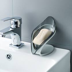 Leaf soap box, no punching, no water accumulation, soap holder, household storage rack, suction cup, creative laundry draining bathroom