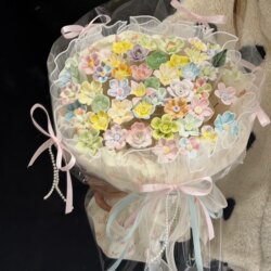 Creative Finished Product Jingdezhen Ceramic Flower Bouquet Handmade Birthday Gift for Women's Day, Gift for Girls to Give to Best Friends or Girlfriends