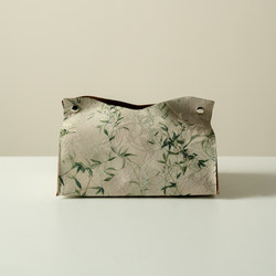Guancèqì Hidden Brocade Leather Tissue Box for Home Use, Living Room Tissue Box, Light Luxury Fabric Storage Box, Tea Ceremony Accessories
