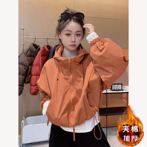 
Quilted thickened short jacket for small people to keep warm 2025 winter new design hem drawstring jacket