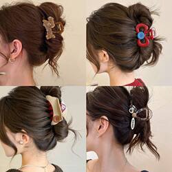 ins Cute Cartoon Medium Hair Claw Clip Color-Block Hollow Out Puppy Hair Claw Clip for Women 2026 New High-End Shark Clip Hair Accessory