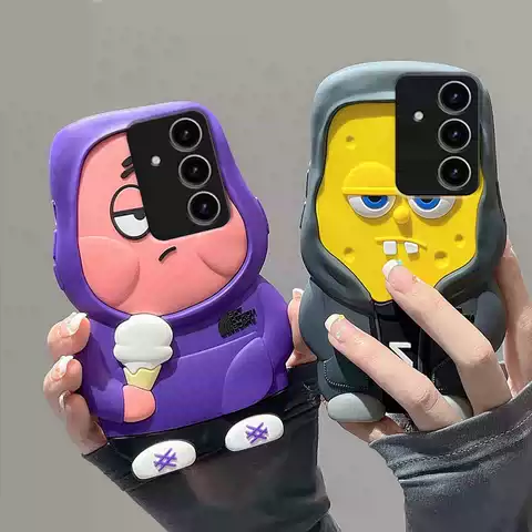 SpongeBob And Patrick Funny Girls Phone Cases Covers Cartoon 3D Silicone TPU Galaxy S24, Galaxy S24 Plus, Galaxy S24 Ultra, Galaxy S23, Galaxy S23 Plus, Galaxy S23 Ultra,