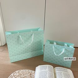 Fresh Mint Green Polka Dot Tote Paper Bag Gift Bag Souvenir Packaging Gift Wrapping Clothing Shopping Paper Bag
