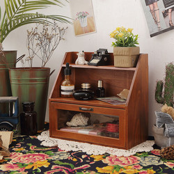 Desktop Storage Box Office Desk Zakka Cabinet Drawer-Style Vintage Cup Cosmetics Organizer Wooden Tabletop