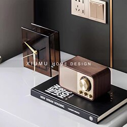 Modern Light Luxury Model Room Bedroom Bedside Table Desktop Clock Speaker Ornament Combination with Soft Decoration Set