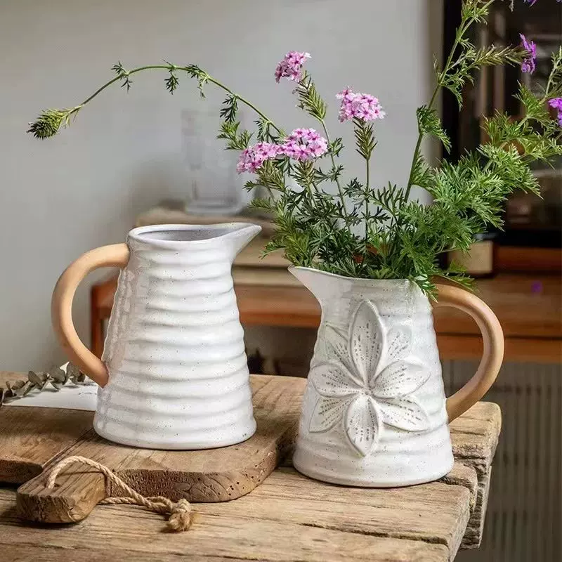 Vintage milk pot flower vase simple living room homestay hom-Taobao