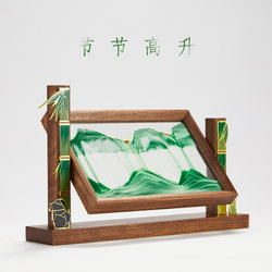 High-End Bamboo Ornaments with Flowing Sand Painting, Elegant and Grand, Suitable for Office, Living Room, Entrance Hall Decoration, and as a Gift