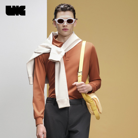 
LNG2024 early spring new business casual lapel long-sleeved T-shirt stretch POLO shirt top men's SRDA002