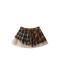 HTYM retro contrasting color design mesh plaided skirt for women with high waist slim A-line pleated skirt
