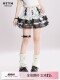 HTYM American retro lace spliced ​​cake skirt for women in summer new high-waisted slimming A-line skirt strap pendant