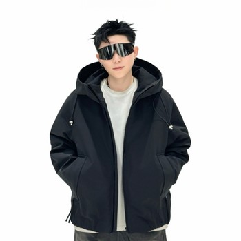 
2025 Autumn and Winter Thickened Loose Hooded Jacket for Men
