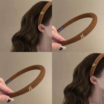
High skull caramel coffee bow headband for women