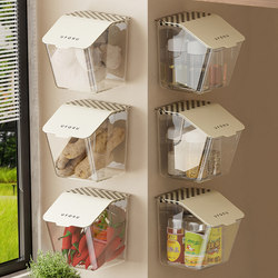 Kitchen Onion, Ginger, and Garlic Storage Box, Wall-Mounted Shelf, Ginger and Garlic Seasoning Storage Basket, No-Drill Wall Hanging Basket