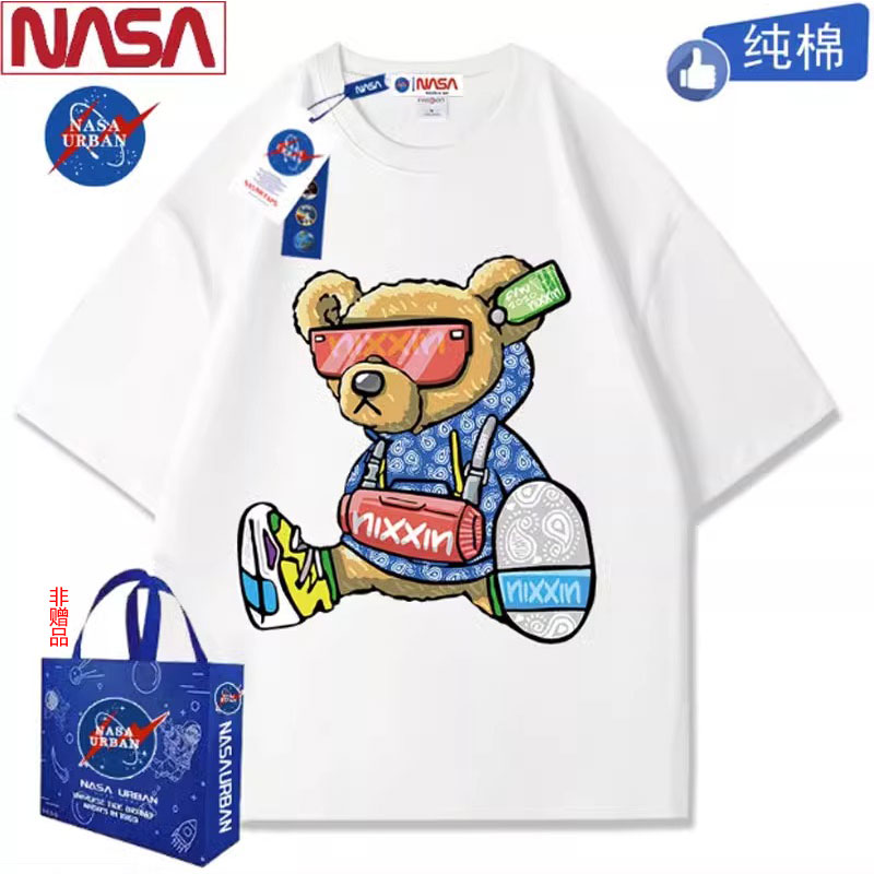NASA URBAN联名款纯棉打球跑步运动男女短袖t恤短裤夏季情侣装鹅