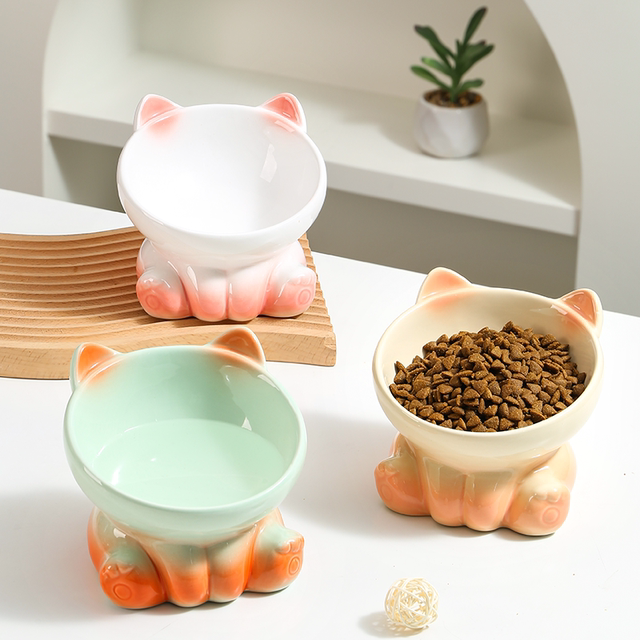 Gradient cat bowl ceramic protects cervical vertebra cat bowl cat food ...