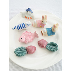 Small Rooftop Japanese-Style Zakka Girly Chopstick Rest Ceramic Holder Pink Carp Small Gift