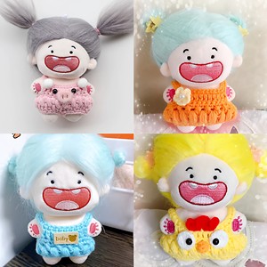 
10cm baby clothes with missing teeth, small clothes, cotton doll suspenders, cute romper, dolls, doll dressing accessories 20cm