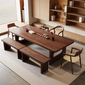 
Solid wood tea table and chair combination simple living room modern office tea table new Chinese style natural side Kung Fu tea high-end