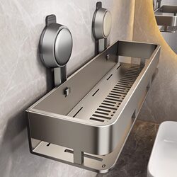 German Suction Cup Storage Rack for Bathroom, No-Drill Wall-Mounted Washbasin and Toilet Storage for Bathroom Supplies